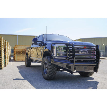 Fab Fours Black Steel Front Bumper w/Full Grill Guard Sensor Compatible Gloss Black l FS23-S5960-1