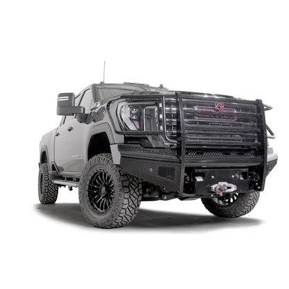 Fab Fours Black Steel Front Bumper w/ Full Guard w/ Sensor Incl. Tow Hooks l GM24-S6260-1