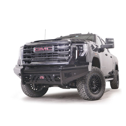 Fab Fours Black Steel Front Bumper w/ No Guard w/ Sensor Incl. Tow Hooks l GM24-S6261-1