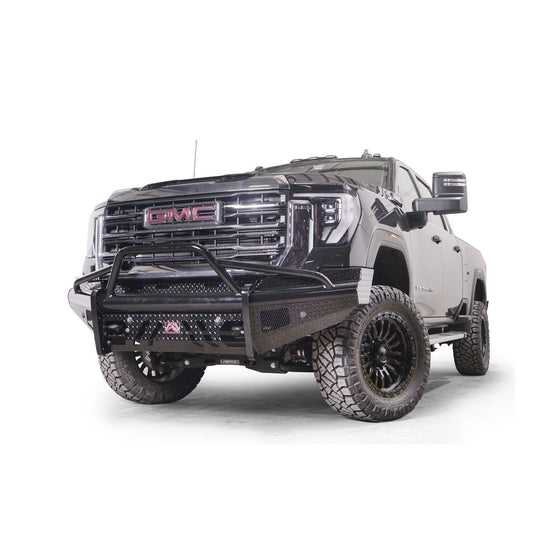 Fab Fours Black Steel Front Bumper w/ Pre-Runner Guard w/ Sensor Incl. Tow Hooks l GM24-S6262-1