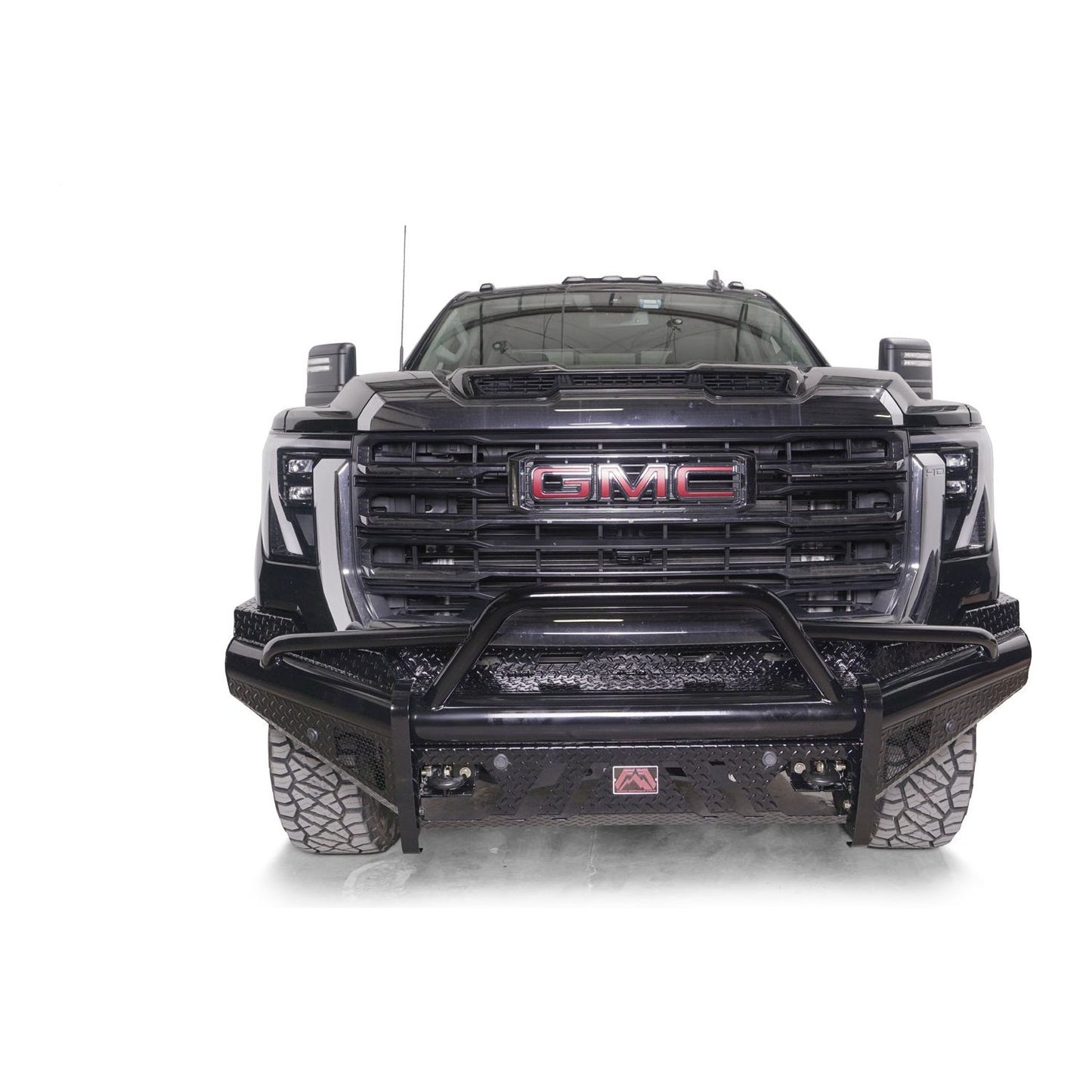 Fab Fours Black Steel Front Bumper w/ Pre-Runner Guard w/ Sensor Incl. Tow Hooks l GM24-S6262-1