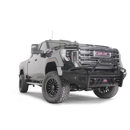 Fab Fours Black Steel Front Bumper w/ Pre-Runner Guard w/ Sensor Incl. Tow Hooks l GM24-S6262-1
