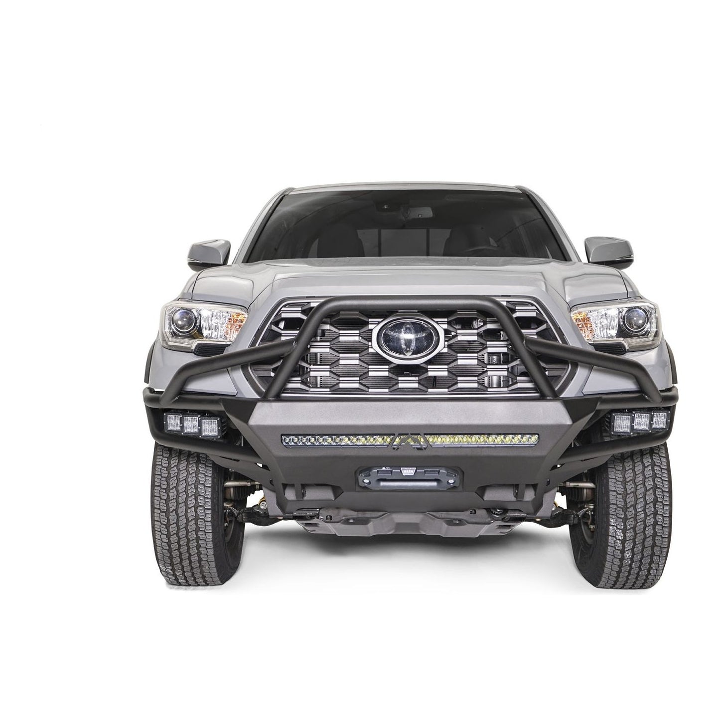 Fab Fours Winch Front Bumper w/High Pre-Runner Guard 2 Stage Matte Black Powder Coat l TB16-03-1