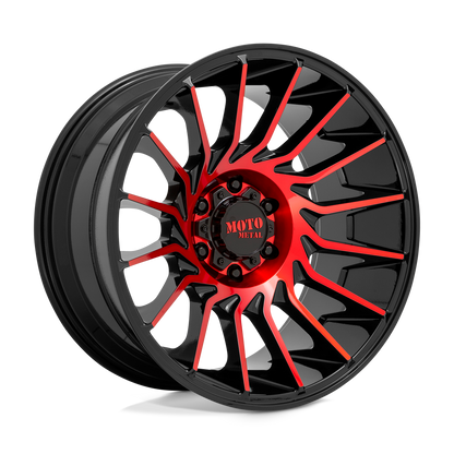 Moto Metal MO807 GLOSS BLACK MACHINED WITH RED TINT