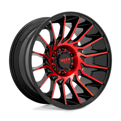 Moto Metal MO807 GLOSS BLACK MACHINED WITH RED TINT