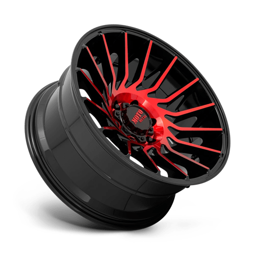 Moto Metal MO807 GLOSS BLACK MACHINED WITH RED TINT