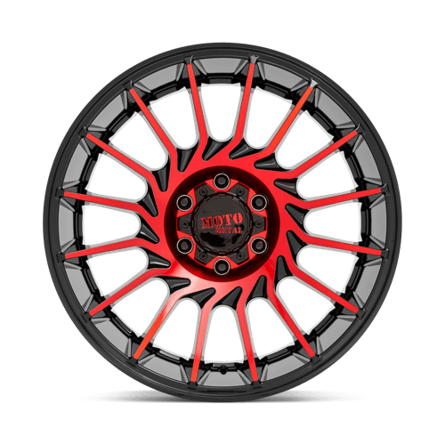 Moto Metal MO807 GLOSS BLACK MACHINED WITH RED TINT