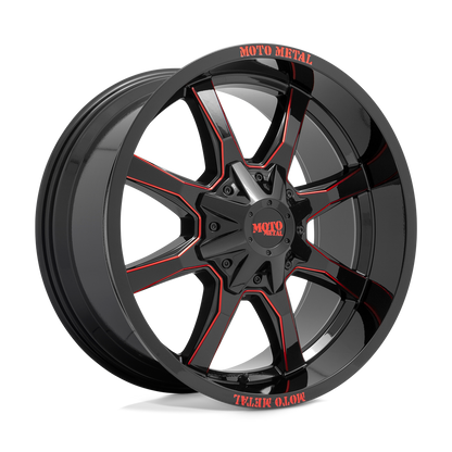 Moto Metal MO970 GLOSS BLACK MILLED WITH RED TINT & MOTO METAL ON LIP