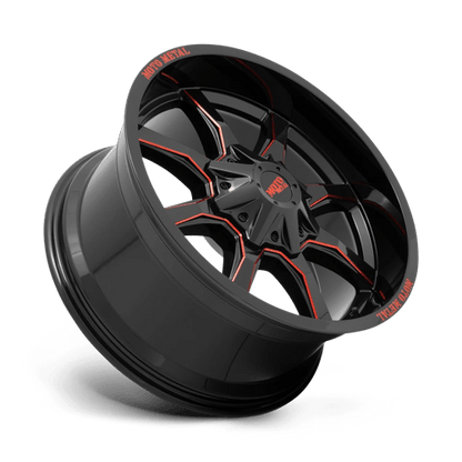 Moto Metal MO970 GLOSS BLACK MILLED WITH RED TINT & MOTO METAL ON LIP