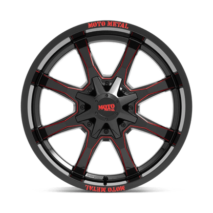 Moto Metal MO970 GLOSS BLACK MILLED WITH RED TINT & MOTO METAL ON LIP