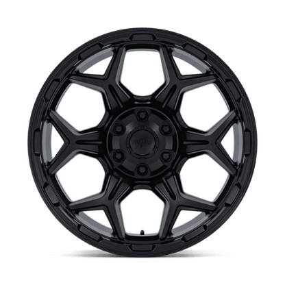 Moto Metal MO815 DUX Blackout wheel featuring a sleek black finish and bold split six-spoke design.