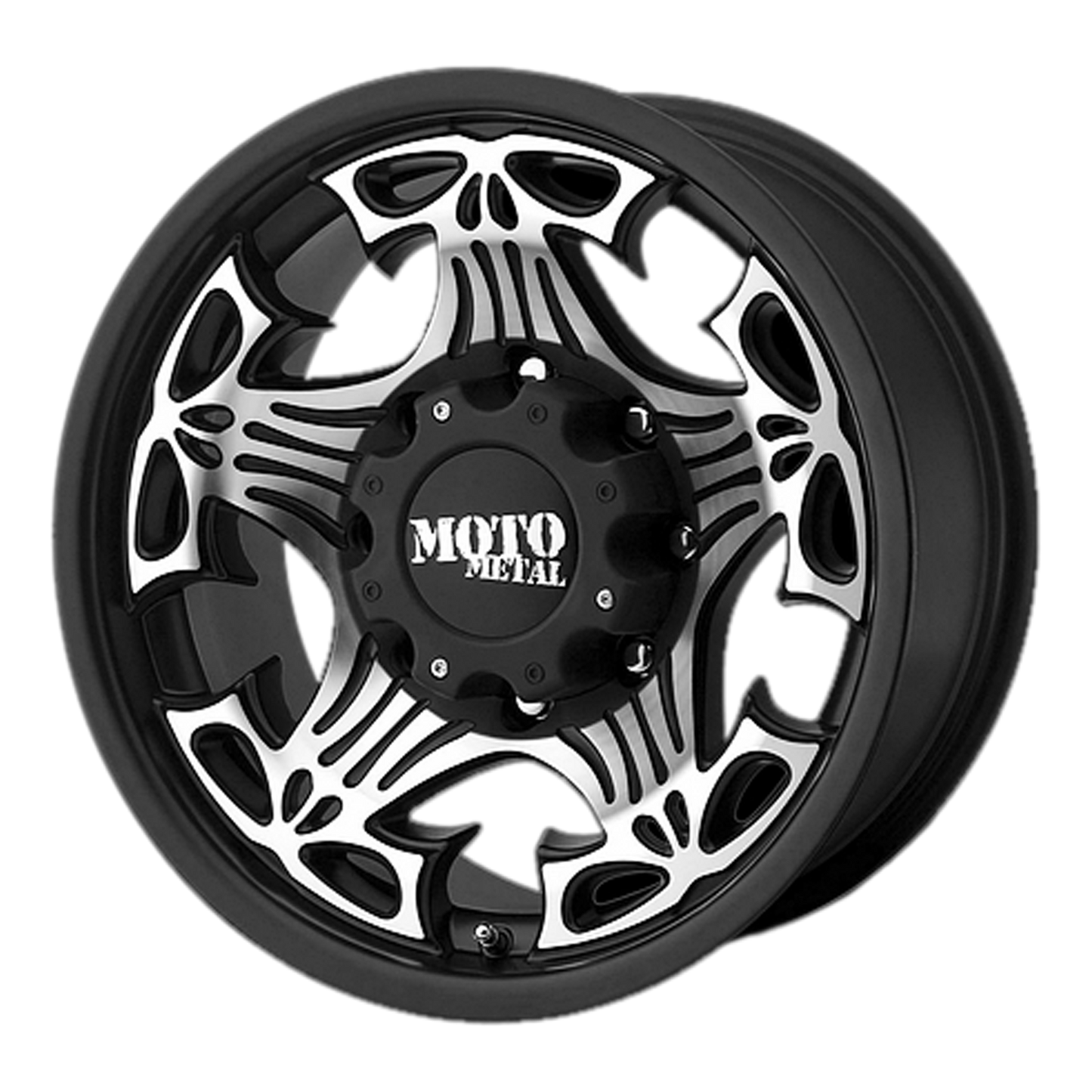 Moto Metal MO909 SKULL GLOSS BLACK WITH MACHINED FACE MO90979080312N