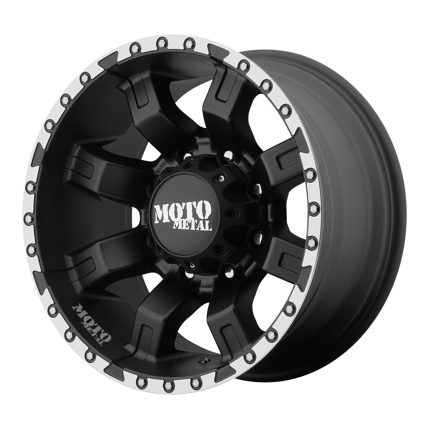 Moto Metal MO968 SATIN BLACK WITH MACHINED FLANGE MO96821288544N