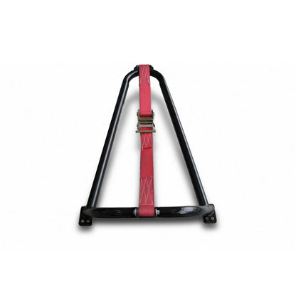 N-Fab | Gloss Black Bed Mounted Tire Carrier w/Red Strap | BM1TCRD