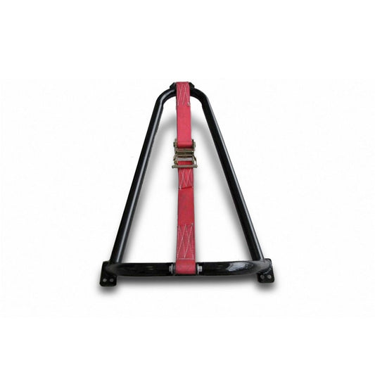 N-Fab | Gloss Black Bed Mounted Tire Carrier w/Red Strap | BM1TCRD