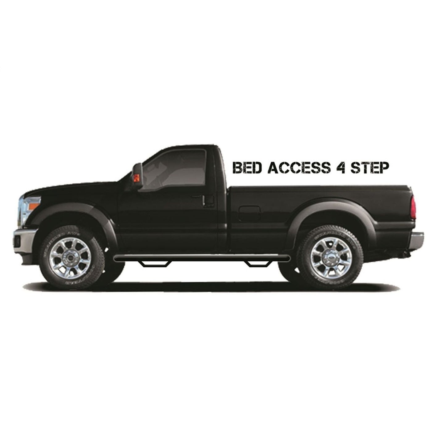 N-Fab | Nerf Step-W2W w/Bed Acs (2 Stps)-19(NewBody)-24Silv/Sierra 8ft.2in. Reg-TX Blk | C1987RC-4-TX