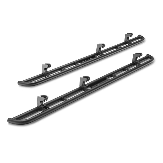 N-Fab | RKR Rails-Cab Len (2 Steps)-19(NewBody)-24 Silv/Sierra1500/20-24HD Crw-TXBlk | C194RKRCC