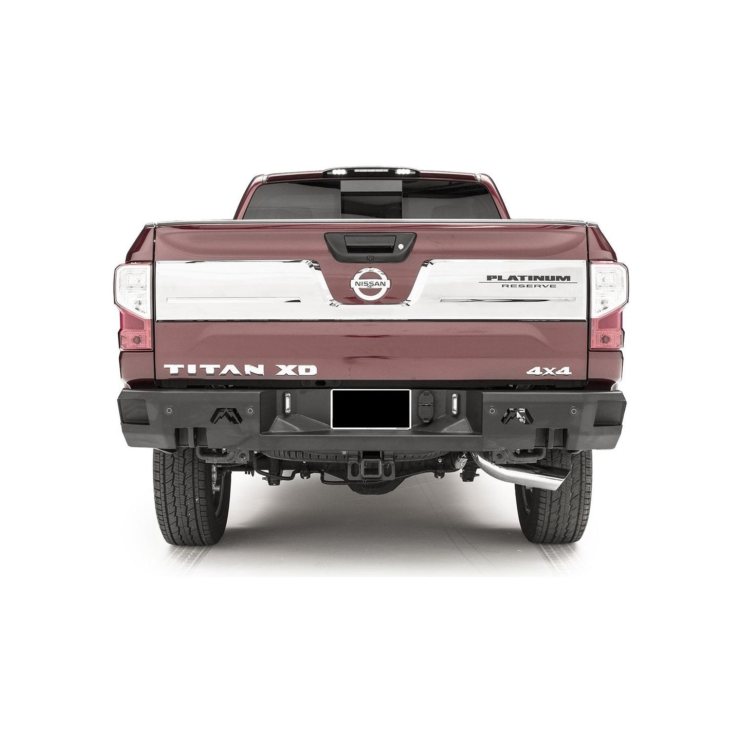 Fab Fours Premium Rear Bumper 2 Stage Black Powder Coated w/Sensors l NT16-W3751-1