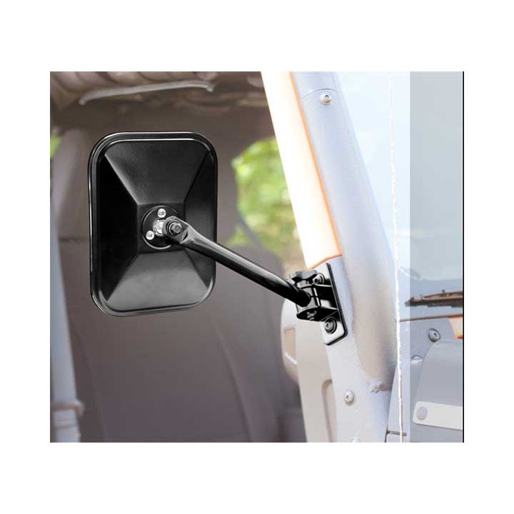 RUGGED RIDGE (SINGLE)97-18 WRANGLER TJ JK QUICK RELEASE SIDE MIRROR-BLACK-RECTANGULAR 11025.13