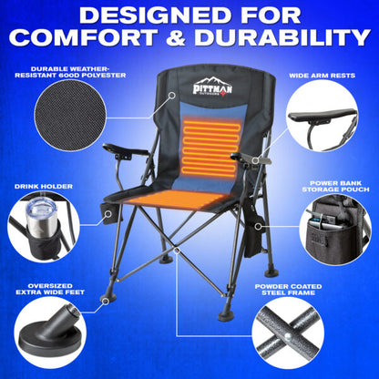 AIRBEDZ PITTMAN OUTDOORS PORTABLE HEATED CAMPING CHAIR PPI-HEAT_CHR