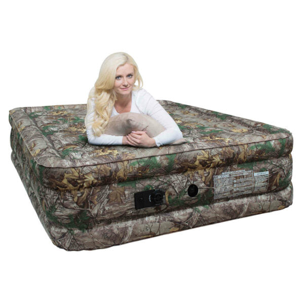 AIRBEDZ QN REALTREE CAMO FABRIC XTREME 20IN W/BUILT-IN ELEC AIR PUMP, PREM FABRIC INDOOR AIR MAT PPI-CMO_XTREME20