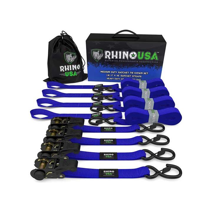 Rhino USA 1.6" x 8' HD Ratchet Tie-Down Set (4-Pack)