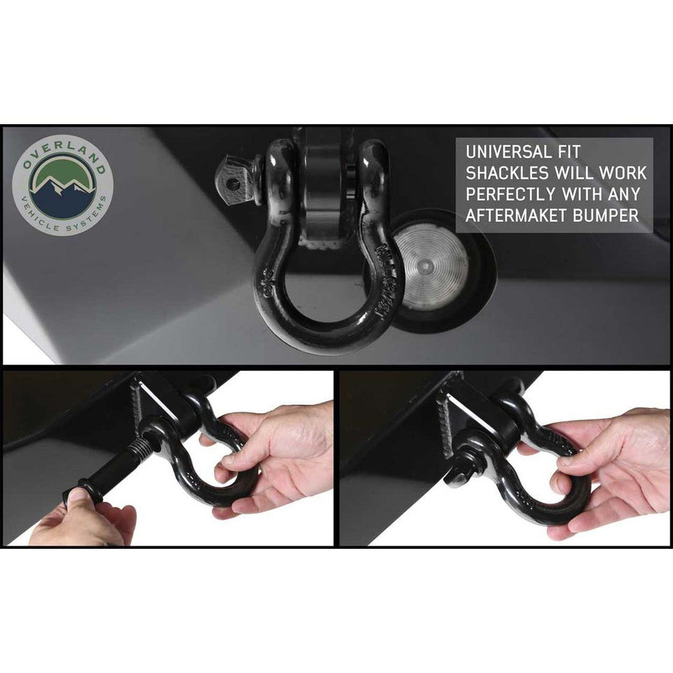 Overland Vehicle Systems Recovery Shackle D-Ring 3/4" 4.75 Ton - Black - 19019901