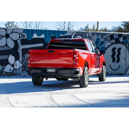 MBRP | 2019-Present Silverado/Sierra 1500 2.7L Black-Coated Aluminized Steel 3 Inch Cat-Back Single Side Exit Armor BLK  | S5019BLK