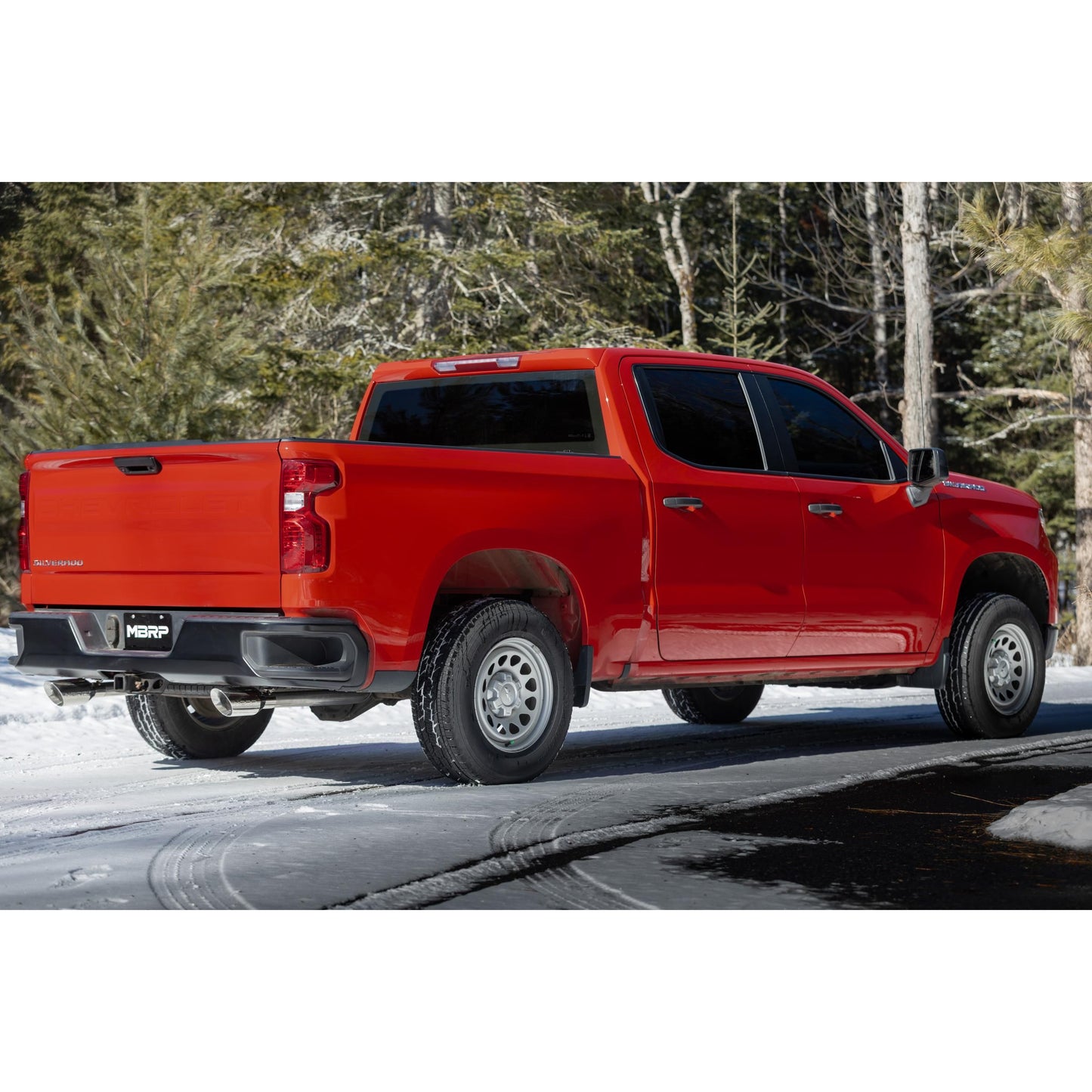 MBRP | 2019-up Silverado/Sierra 1500 2.7L Armor Lite Aluminized Steel 3 Inch Cat-Back, 2.5 Inch Dual Split Rear Exit  | S5021AL
