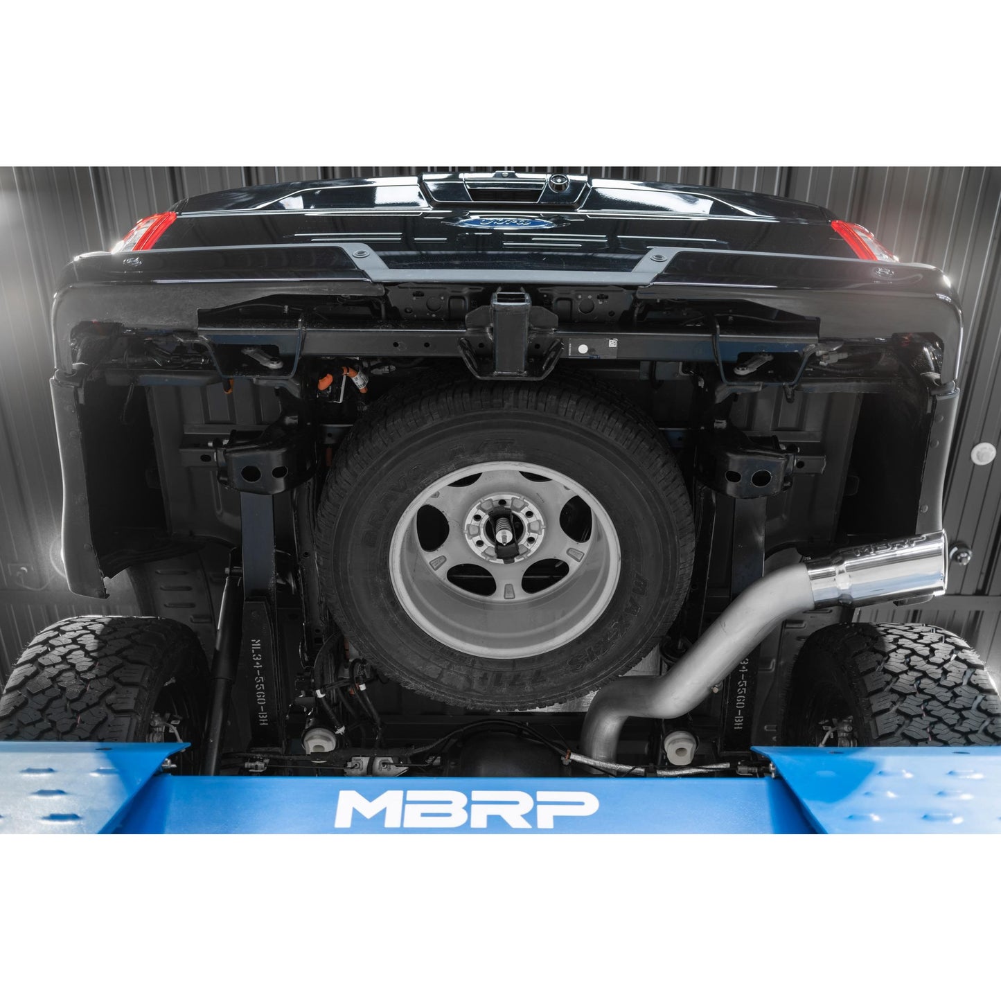 MBRP | 21-Up Ford F-150 4 Inch Cat Back Single Side Race version T409 Stainless Steel Exhaust System  | S5209409