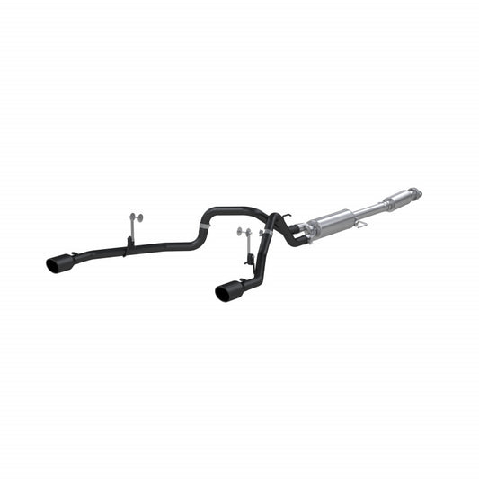 MBRP | 21-Up Ford F-150 Black Coated Aluminized Steel 3 Inch Cat-Back 2.5 Inch Dual Split Rear Exhaust System  | S5215BLK