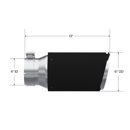 MBRP | Universal Carbon Fiber 4-Inch Inlet 6-Inch OD 12-Inch Length Dual Wall Angle Cut  | T5072CF