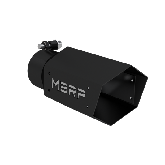 MBRP | Universal 4 Inch Hexagon Shaped 3 Inch ID Inlet 10 Inch Assembled Stainless Hardware  Armor BLK Exhaust Tip  | T5169BLK