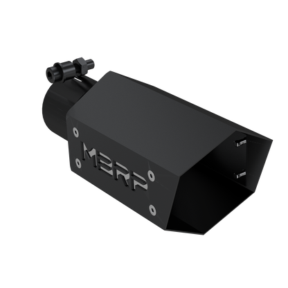 MBRP | Universal 4 Inch Hexagon Shaped 2.5 Inch Inlet 10 Inch Assembled Black Hardware  Exhaust Tip | T5173BLK