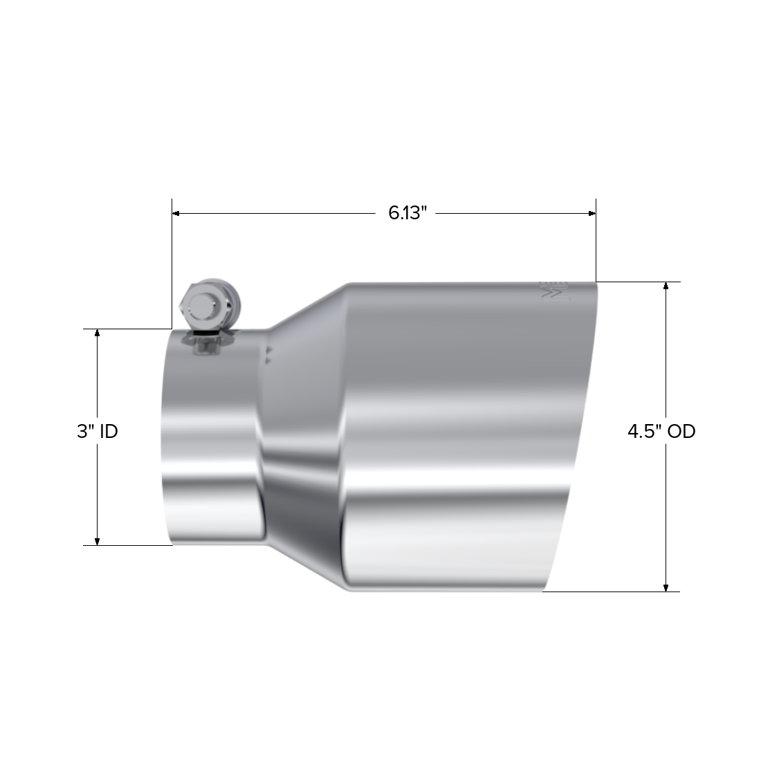 MBRP | 3 Inch Inlet 4.5 Inch OD Out 6.13 Inch Length Angle Cut Universal Tail Pipe Tip T304 Stainless Steel Tip  | T5180