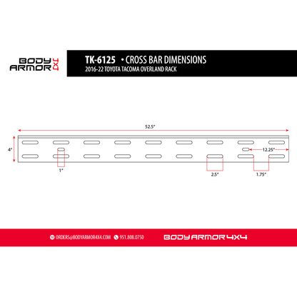 Body Armor 4x4 UNIVERSAL OVERLAND RACK CROSS BARS FOR TK-6125(FULL SIZE) TK-6125-CRSBAR