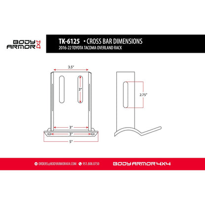 Body Armor 4x4 UNIVERSAL OVERLAND RACK CROSS BARS FOR TK-6125(FULL SIZE) TK-6125-CRSBAR