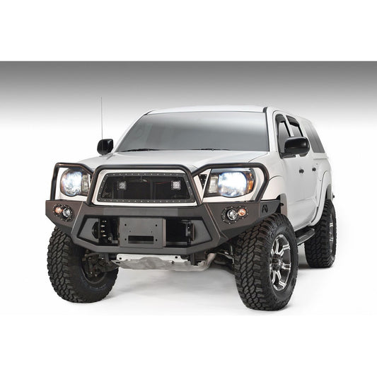 Fab Fours Premium Heavy Duty Winch Front Bumper 2 Stage Black Powder Coated w/Full Grill Guard Incl. 1in. D-Ring Mounts/Light Cut-Outs w/Fab Fours 90mm Fog Lamps/60mm Turn Signals l TT05-B1550-1