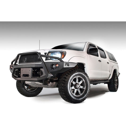 Fab Fours Premium Heavy Duty Winch Front Bumper 2 Stage Black Powder Coated w/Pre-Runner Grill Guard Incl. 1in. D-Ring Mts./Light Cut-Outs w/Hella 90mm Fog Lamps/60mm Turn Signals l TT05-B1552-1
