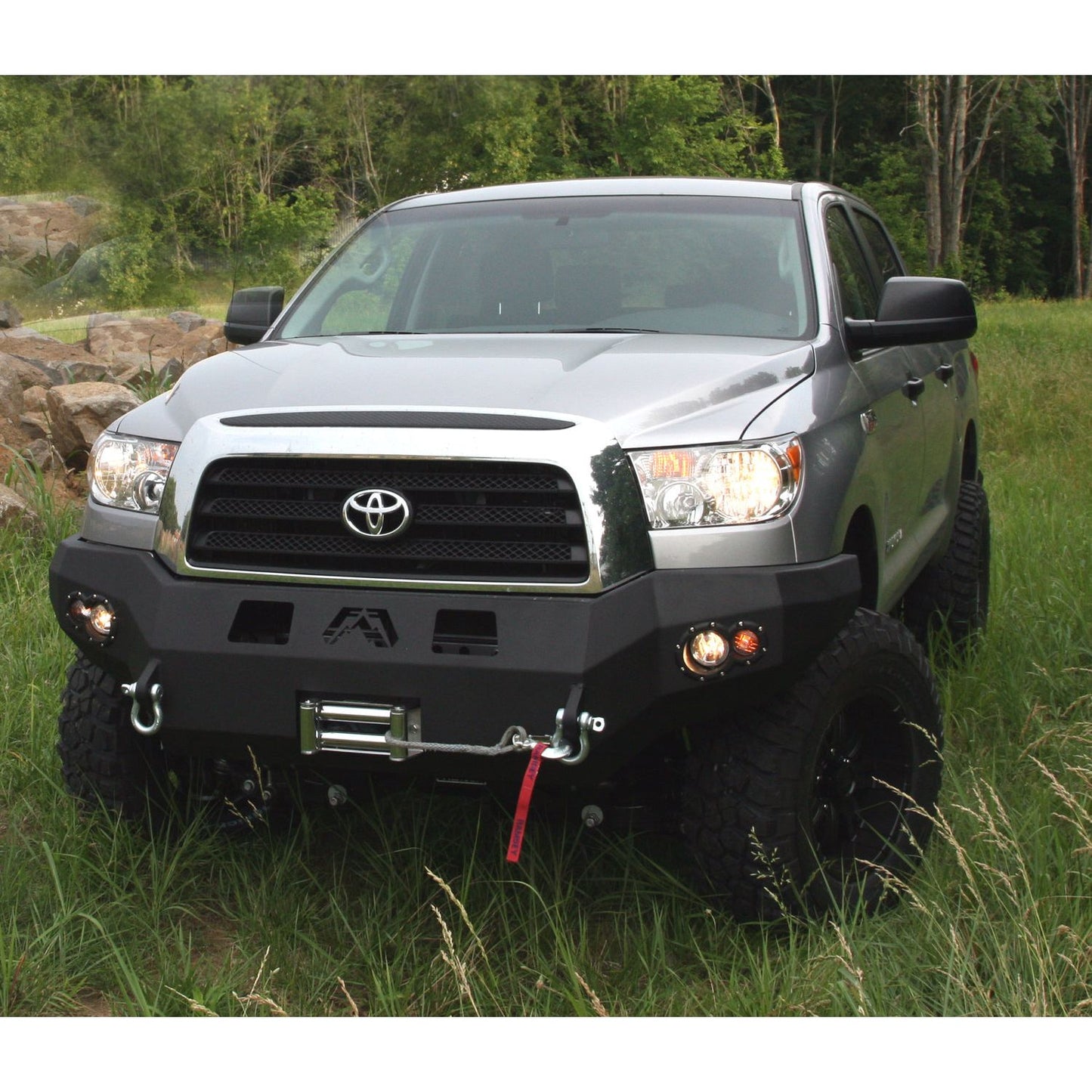 Fab Fours Premium Heavy Duty Winch Front Bumper 2 Stage Black Powder Coated w/o Grill Guard Incl. 1 in. D-Ring Mounts/Light Cut-Outs w/Hella 90mm Fog Lamps And 60mm Turn Signals l TT07-H1851-1