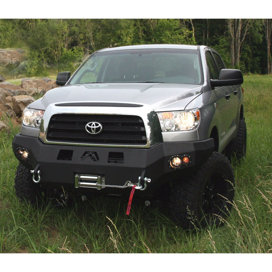 Fab Fours Premium Heavy Duty Winch Front Bumper 2 Stage Black Powder Coated w/o Grill Guard Incl. 1 in. D-Ring Mounts/Light Cut-Outs w/Hella 90mm Fog Lamps And 60mm Turn Signals l TT07-H1851-1