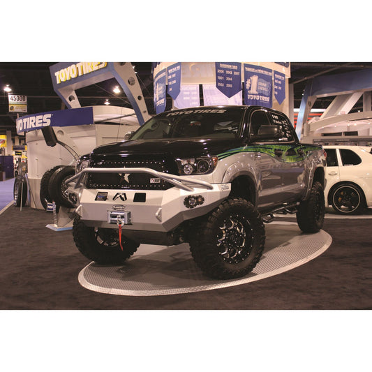 Fab Fours Premium Heavy Duty Winch Front Bumper 2 Stage Black Powder Coated w/Pre-Runner Grill Guard Incl. 1in. D-Ring Mts./Light Cut-Outs w/Hella 90mm Fog Lamps/60mm Turn Signals l TT07-H1852-1