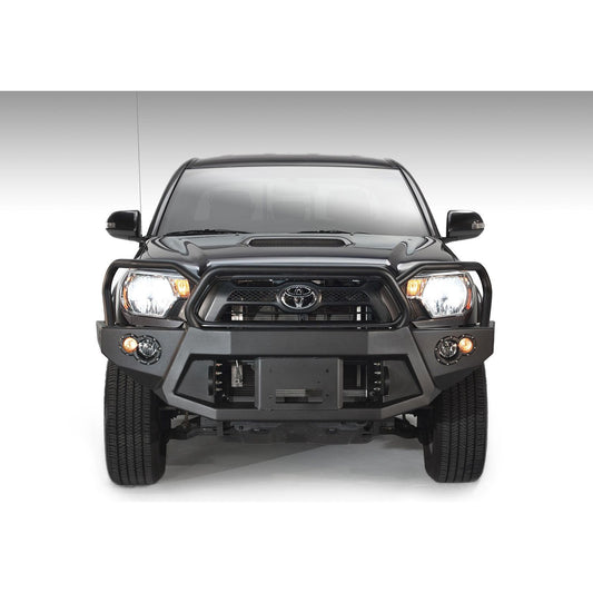 Fab Fours Premium Heavy Duty Winch Front Bumper 2 Stage Black Powder Coated w/Full Grill Guard Incl. 1in. D-Ring Mounts/Light Cut-Outs w/Fab Fours 90mm Fog Lamps/60mm Turn Signals l TT12-B1650-1