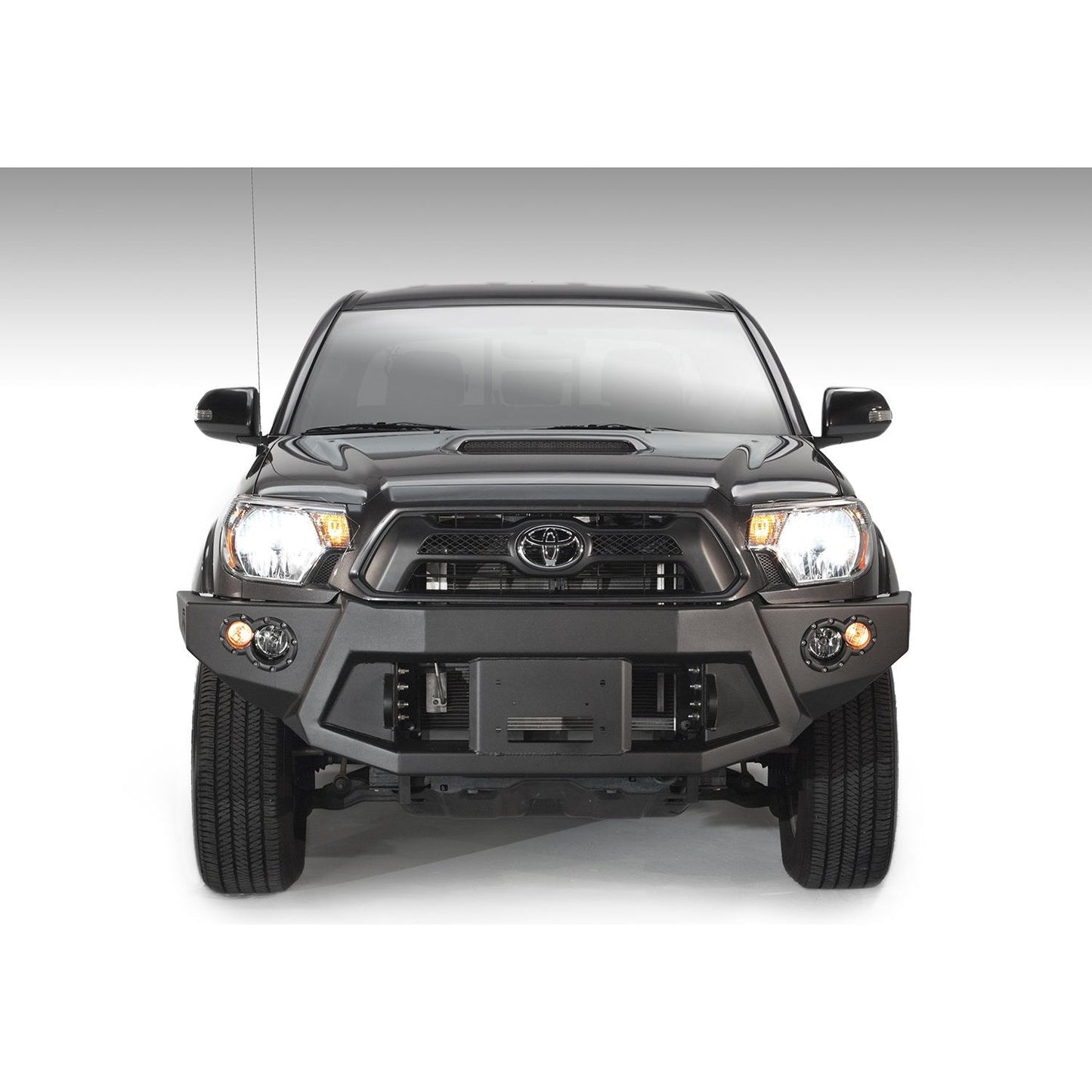 Fab Fours Premium Heavy Duty Winch Front Bumper 2 Stage Black Powder Coated w/o Grill Guard Incl. 1 in. D-Ring Mounts/Light Cut-Outs w/Hella 90mm Fog Lamps And 60mm Turn Signals l TT12-B1651-1