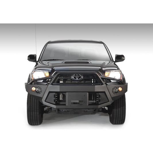 Fab Fours Premium Heavy Duty Winch Front Bumper 2 Stage Black Powder Coated w/Pre-Runner Grill Guard Incl. 1in. D-Ring Mts./Light Cut-Outs w/Hella 90mm Fog Lamps/60mm Turn Signals l TT12-B1652-1