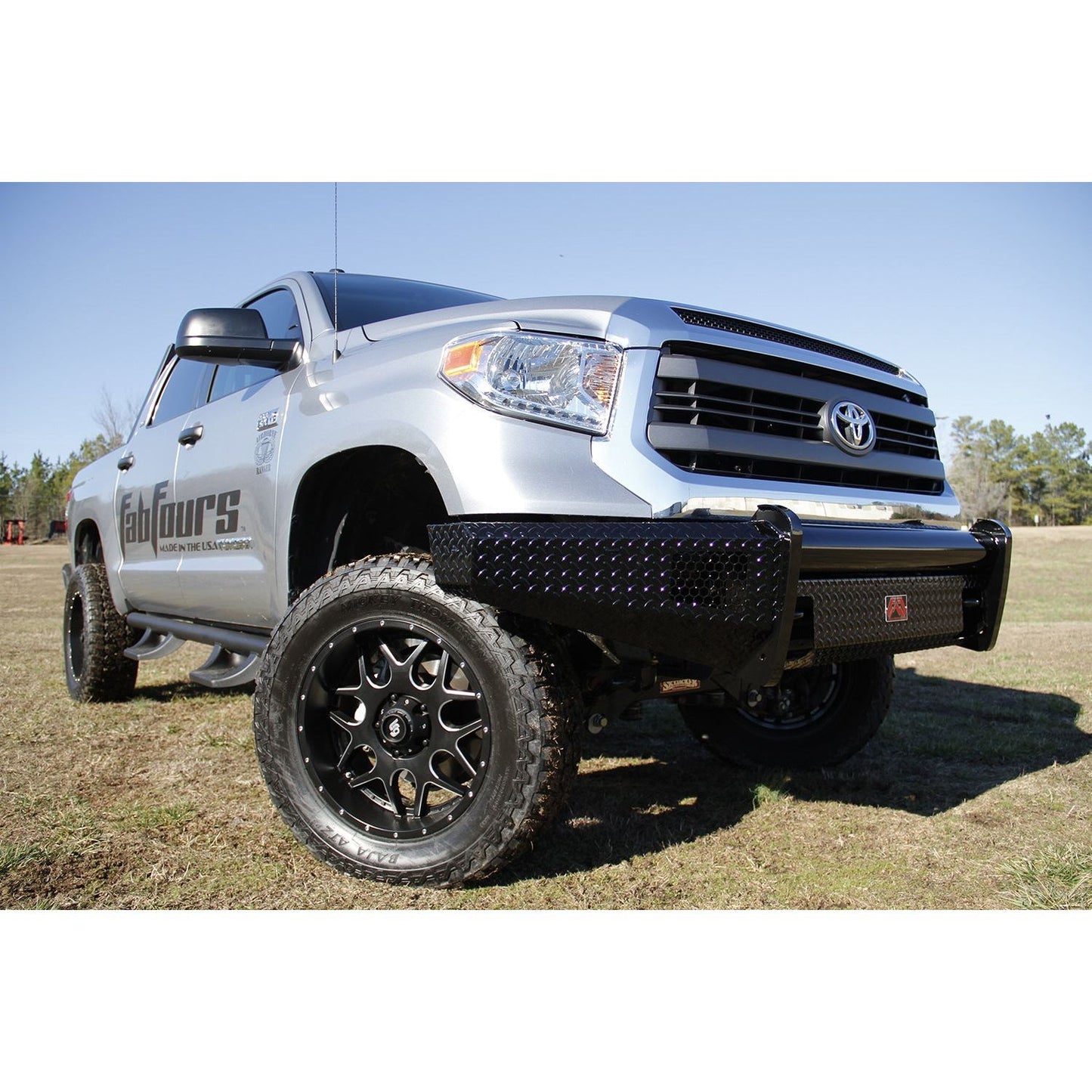 Fab Fours Black Steel Front Bumper 2 Stage Black Powder Coated w/o Grill Guard w/Tow Hooks l TT14-K2861-1
