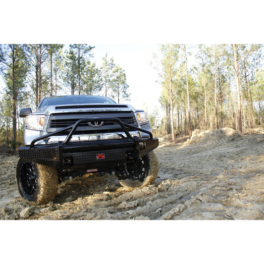 Fab Fours Black Steel Front Bumper 2 Stage Black Powder Coated w/Pre-Runner Grill Guard And Tow Hooks l TT14-K2862-1