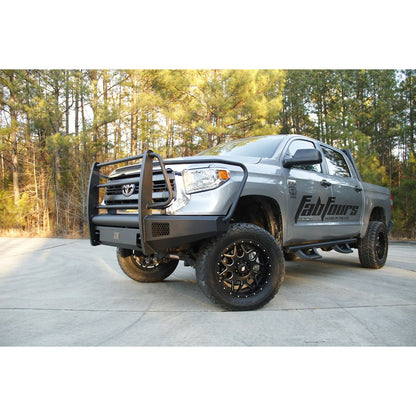 Fab Fours Elite Front Bumper 2 Stage Black Powder Coated w/Full Grill Guard And Tow Hooks l TT14-R2860-1