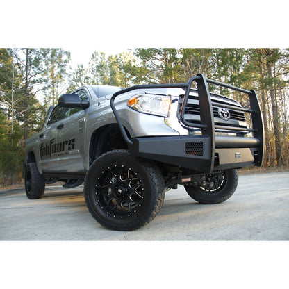 Fab Fours Elite Front Bumper 2 Stage Black Powder Coated w/Full Grill Guard And Tow Hooks l TT14-R2860-1