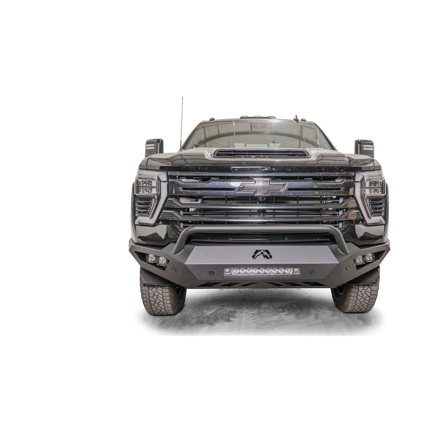 Fab Fours Vengeance Front Bumper 2 Stage Black Powder Coated w/Pre-Runner Guard l CH24-V6152-1